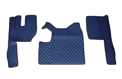 Tapis de sol bleu en cuir synthétique (éco-cuir) – adapté pour Volvo FH boîte manuelle 2010–2012