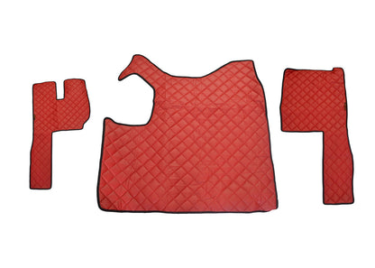 Tapis de sol en cuir synthétique (éco-cuir) rouge – adapté pour Volvo FH boîte manuelle, 2013+