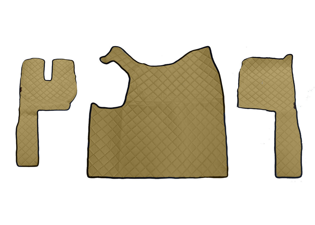 Tapis de sol beige en cuir synthétique (éco-cuir) – adapté pour Volvo FH boîte manuelle, 2013+