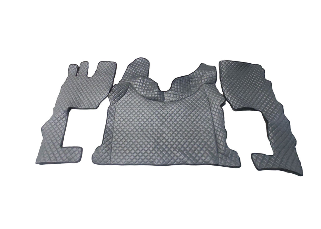 Tapis de sol en cuir synthétique (éco-cuir) gris foncé – adapté pour Volvo FH4 2021+, cabine longue