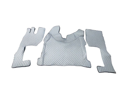 Tapis de sol en cuir synthétique (éco-cuir) gris clair – adapté pour Volvo FH4 2021+, cabine longue