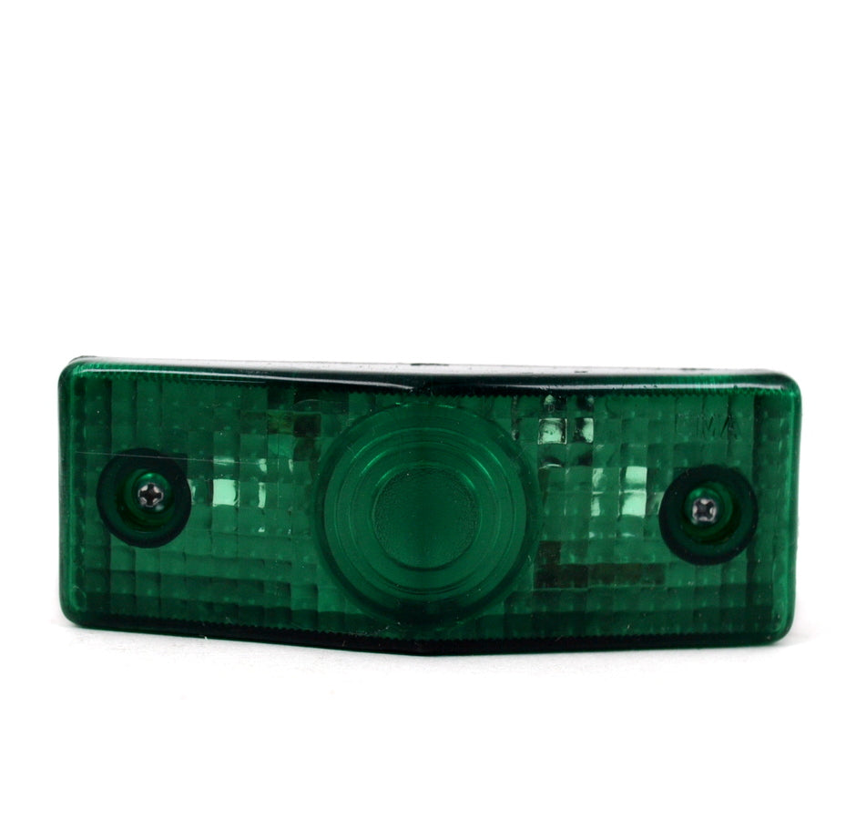 Feu de gabarit vert 12/24 V à ampoule 95×35×27 mm entraxe 52 mm