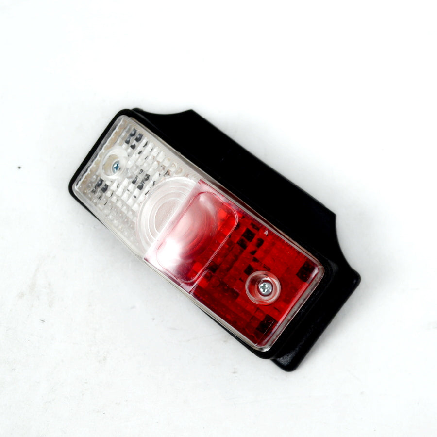 Feu de gabarit latéral horizontal rouge/blanc avec base – ampoule 12/24 V, 110×53×31 mm