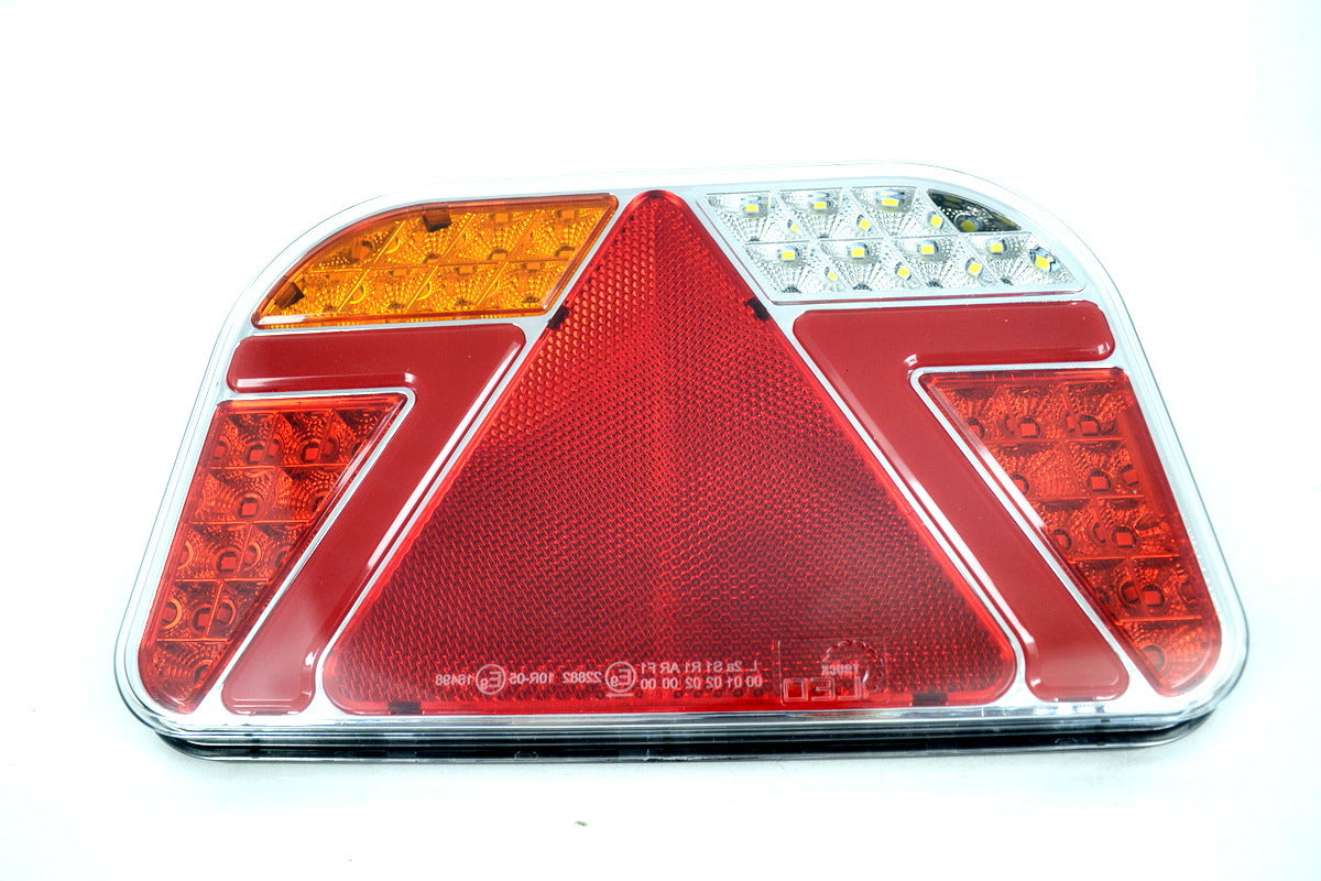 Feu stop LED néon gauche avec catadioptre triangulaire, 241 mm, 12/24 V