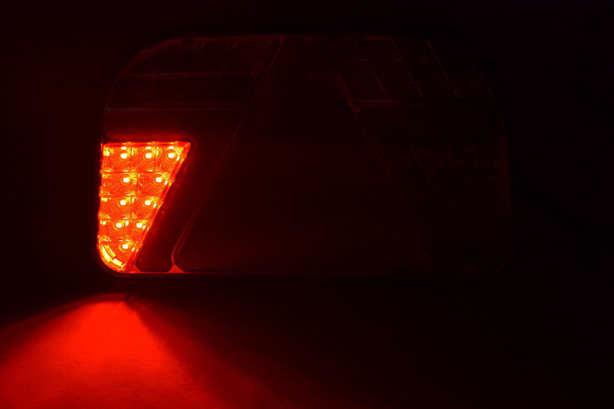 Feu stop LED néon gauche avec catadioptre triangulaire, 241 mm, 12/24 V