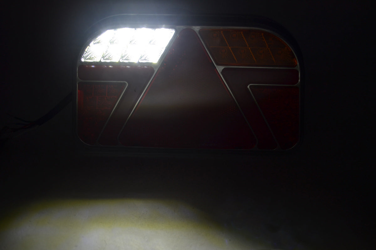 Feu stop droit à LED néon avec catadioptre triangulaire, 241 mm, 12/24 V