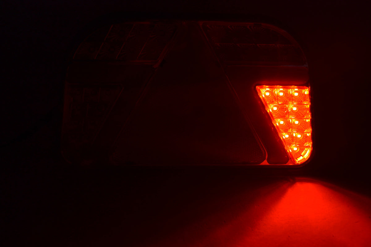 Feu stop droit à LED néon avec catadioptre triangulaire, 241 mm, 12/24 V