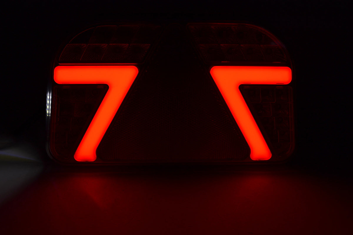 Feu stop droit à LED néon avec catadioptre triangulaire, 241 mm, 12/24 V