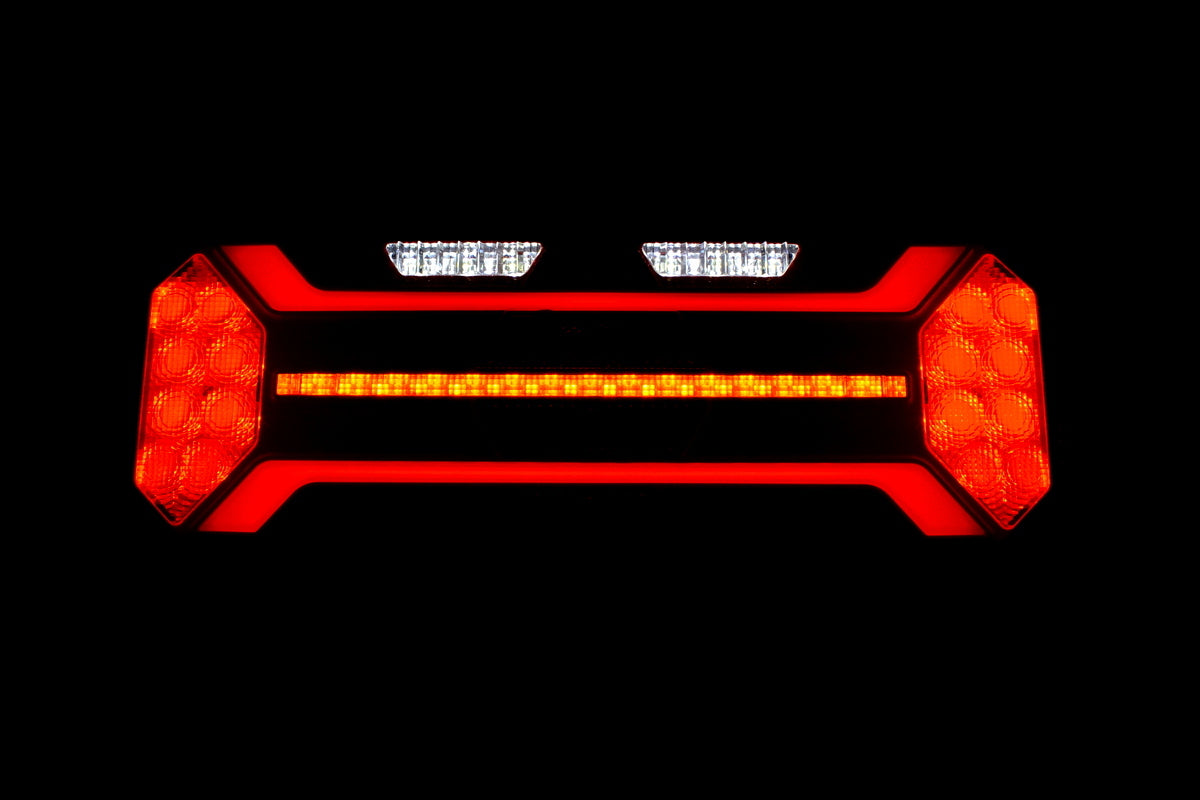 Feu arrière gauche LED néon, 35 cm, 5 fonctions, 12/24 V, catadioptre diamant