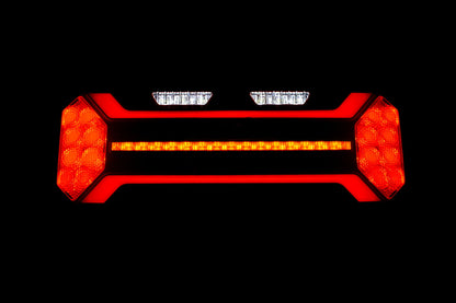 Feu arrière droit LED néon – 35 cm, 5 fonctions, 12/24 V, catadioptre à motif diamant