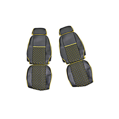 Housses de siège – adapté pour Iveco Euro Star 2003–2006, cuir synthétique (éco-cuir) noir, surpiqûres jaunes