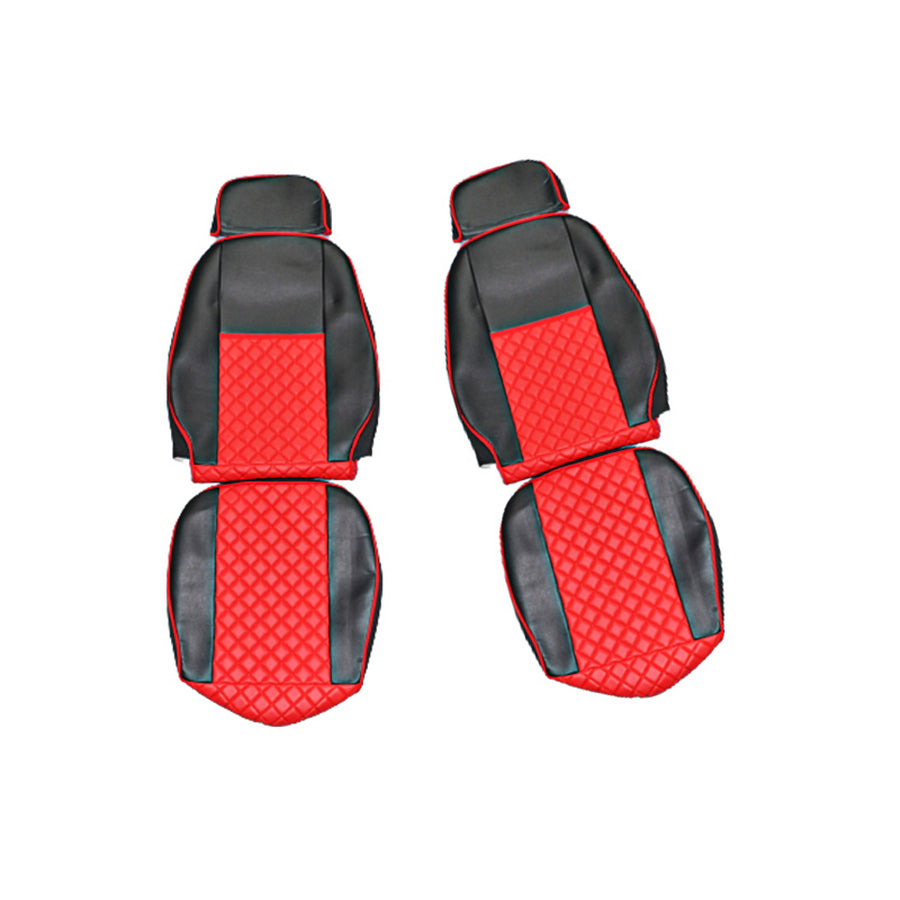 Housses de siège adaptées pour Iveco Euro Star – 2003–2006, cuir synthétique (éco-cuir) rouge et noir