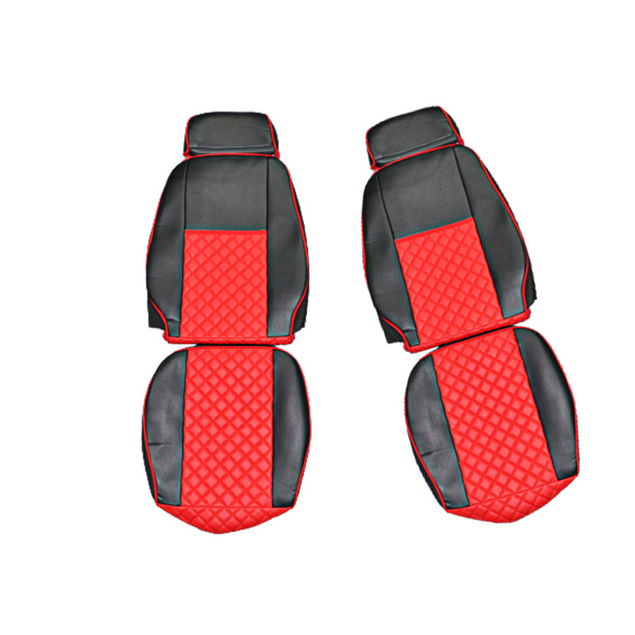 Housses de siège sur mesure – adapté pour Iveco EuroTech 2003–2006, cuir synthétique (éco-cuir) rouge et noir