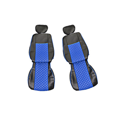 Housses de siège en cuir synthétique (éco-cuir) adaptées pour Volvo FH Euro 4 Trucks, bleu/noir, 2000–2004