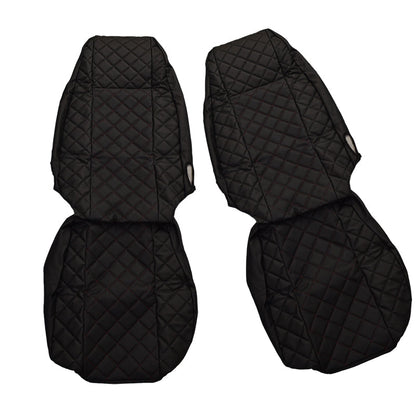 Jeu de housses de siège en cuir noir adapté pour sièges de camion Renault Premium