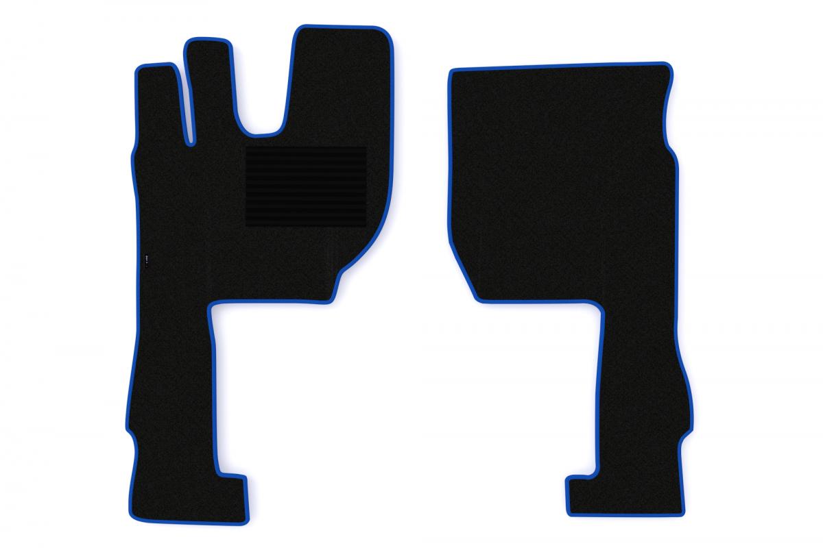 Комплект килимени подови стелки, подходящ за Volvo FH4/FH5 – 2 части, син кант