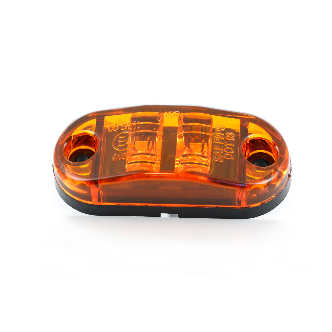 Feu de gabarit LED ovale, 12 V, lentille jaune, 2 LED, 65 x 26 x 19 mm