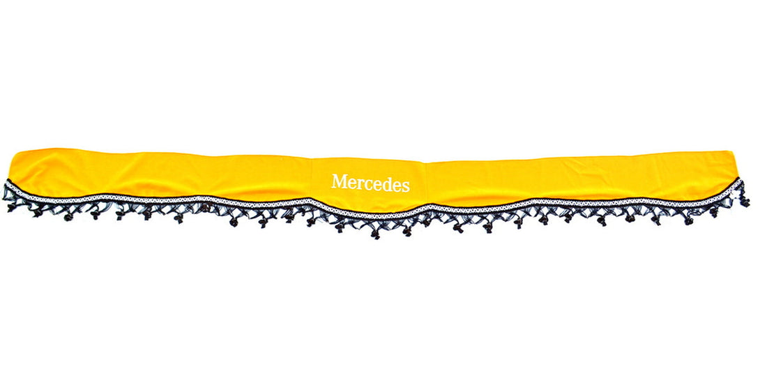 Μπροστινή κουρτίνα φορτηγού κατάλληλη για Mercedes – Κίτρινη με μαύρες φούντες, τεμάχιο