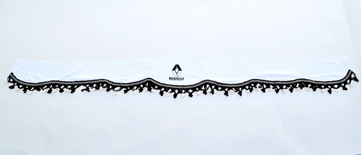Μπροστινή Κουρτίνα Φορτηγού – κατάλληλο για Renault, Λευκή με Μαύρα Κρόσσια, 1 Τεμάχιο