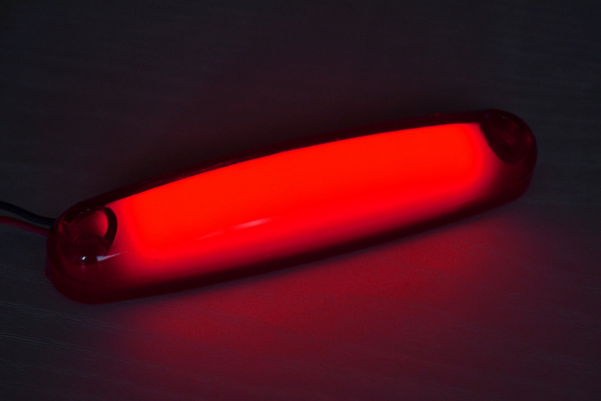 Feu de gabarit à LED/néon type doigt, cabochon rouge, 12/24 V, 107 x 22 x 19 mm