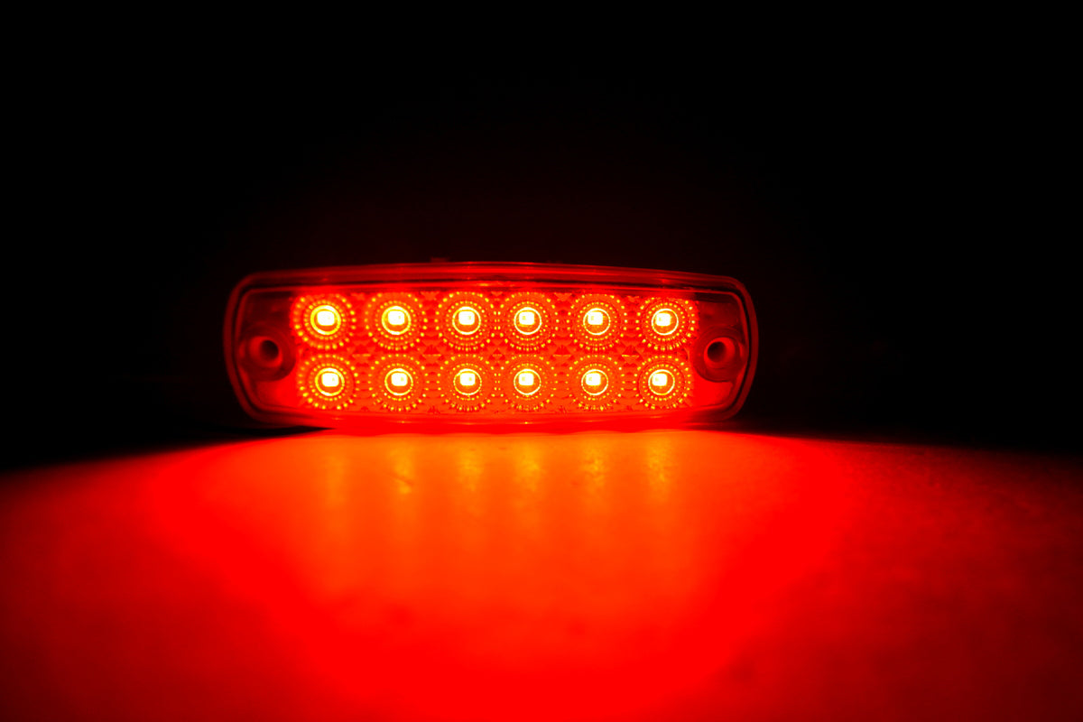 Feu de gabarit clignotant à LED rouge, 12–24 V, 12 LED, 117 x 37 x 13 mm