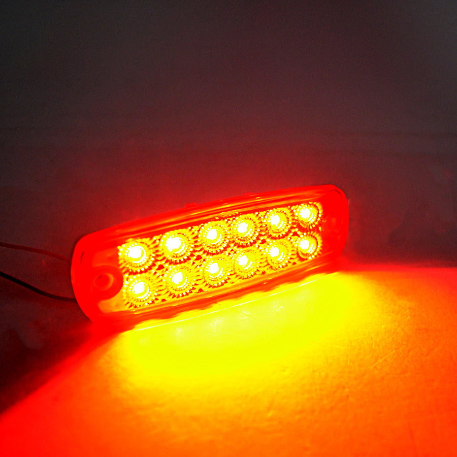 Feu de gabarit clignotant à LED rouge, 12–24 V, 12 LED, 117 x 37 x 13 mm