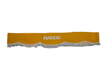 Rideau avant pour camion adapté pour Iveco – jaune avec frange blanche, pièce unique