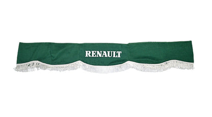 Rideau de pare-brise pour camion adapté pour Renault – Pièce avant monobloc, vert avec frange blanche
