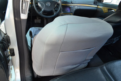 Jeu universel de 2 housses de siège auto, tissu jacquard et cuir, gris