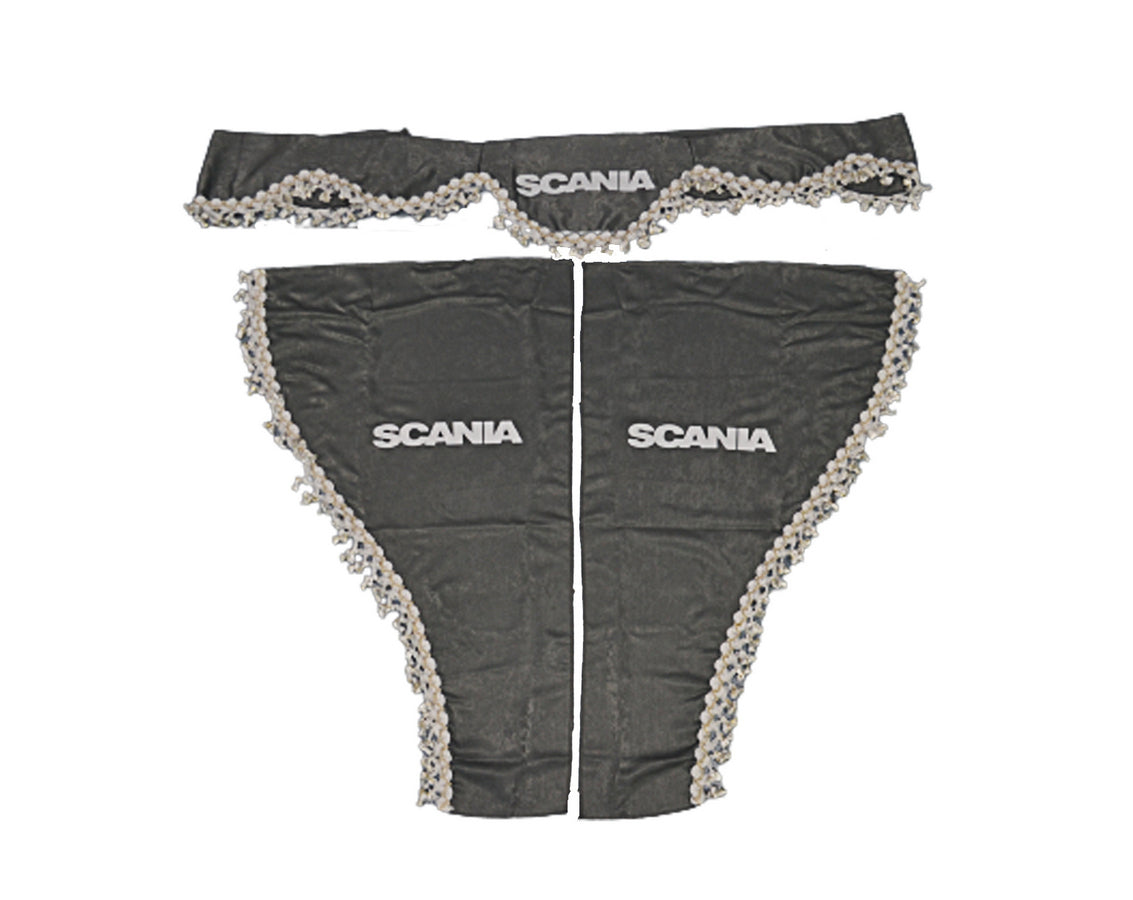 Jeu de rideaux camion adapté pour Scania – 3 pièces, gris