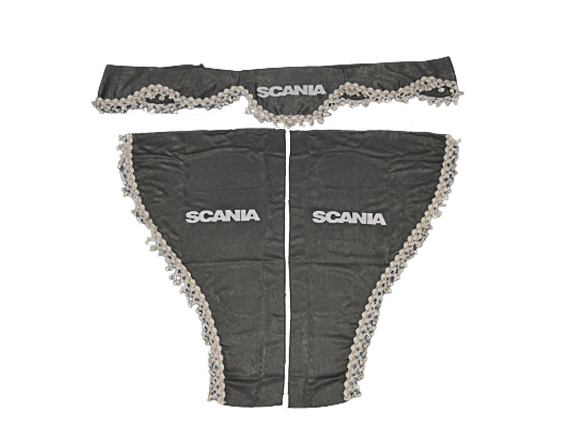 Jeu de rideaux pour camion adapté pour Scania – 3 pièces, gris