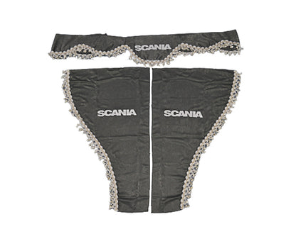 Jeu de rideaux camion adapté pour Scania – 3 pièces, gris