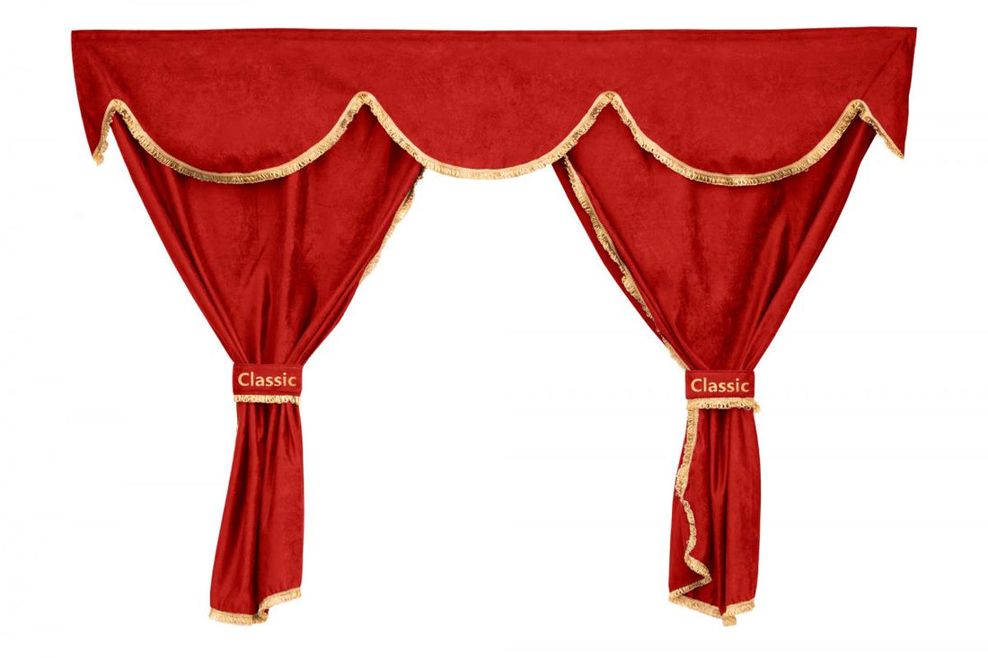 Jeu de rideaux de cabine camion 3-en-1 classique – adapté pour Scania R/G Cabine Normale et P Highline, rouge
