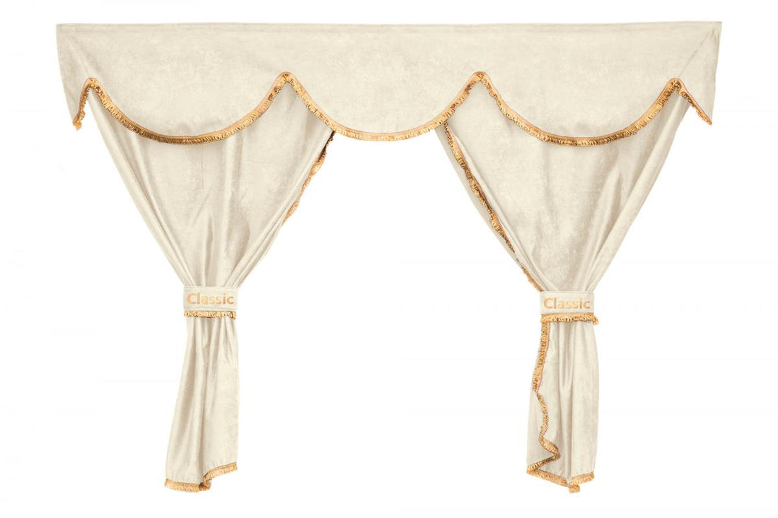Jeu de rideaux camion Classic 3-en-1 – Beige, adapté pour Scania R/G cabine normale et P Highline (2005–2016)