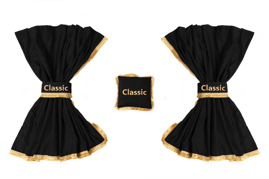 Black Universal Front Windshield Curtains, 2.4 x 1.2 m, Set of 2