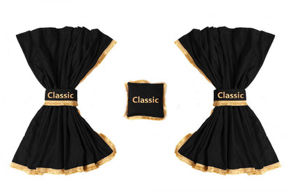 Black Universal Front Windshield Curtains, 2.4 x 1.2 m, Set of 2