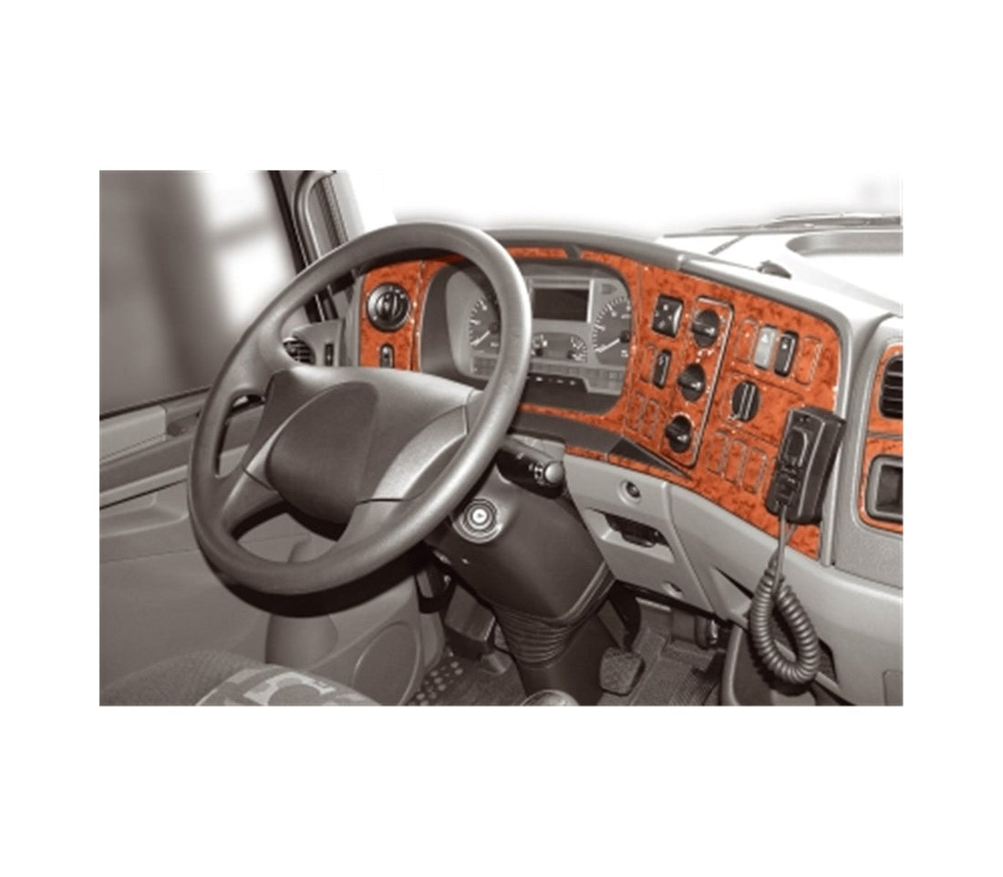 Mahagoni-Silikon-Armaturenbrett-Aufkleberset – geeignet für Mercedes Atego und Axor ab 2004, 34-teilig