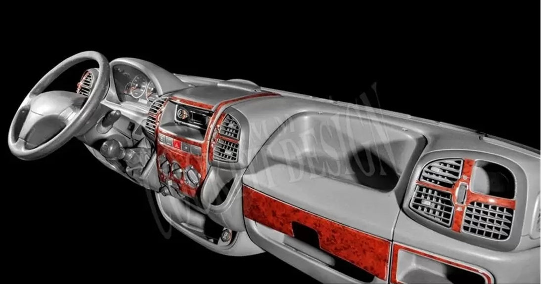 Mahogany Silicone Dashboard Trim Sticker Set – suitable for Fiat Ducato, suitable for Citroen Jumper, suitable for Peugeot Boxer 2002–2006, 12 Pieces