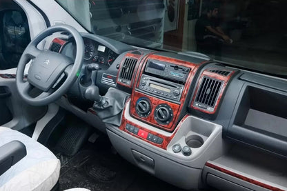 Mahogany Silicone Dashboard Trim Sticker Kit – suitable for Fiat Ducato, suitable for Citroen Jumper, suitable for Peugeot Boxer 2006–2014, 22 Pieces
