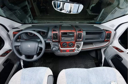 Mahogany Silicone Dashboard Trim Sticker Kit – suitable for Fiat Ducato, suitable for Citroen Jumper, suitable for Peugeot Boxer 2006–2014, 22 Pieces