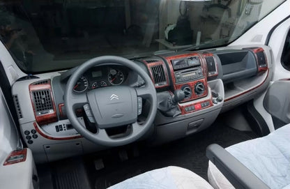 Mahogany Silicone Dashboard Trim Sticker Kit – suitable for Fiat Ducato, suitable for Citroen Jumper, suitable for Peugeot Boxer 2006–2014, 22 Pieces