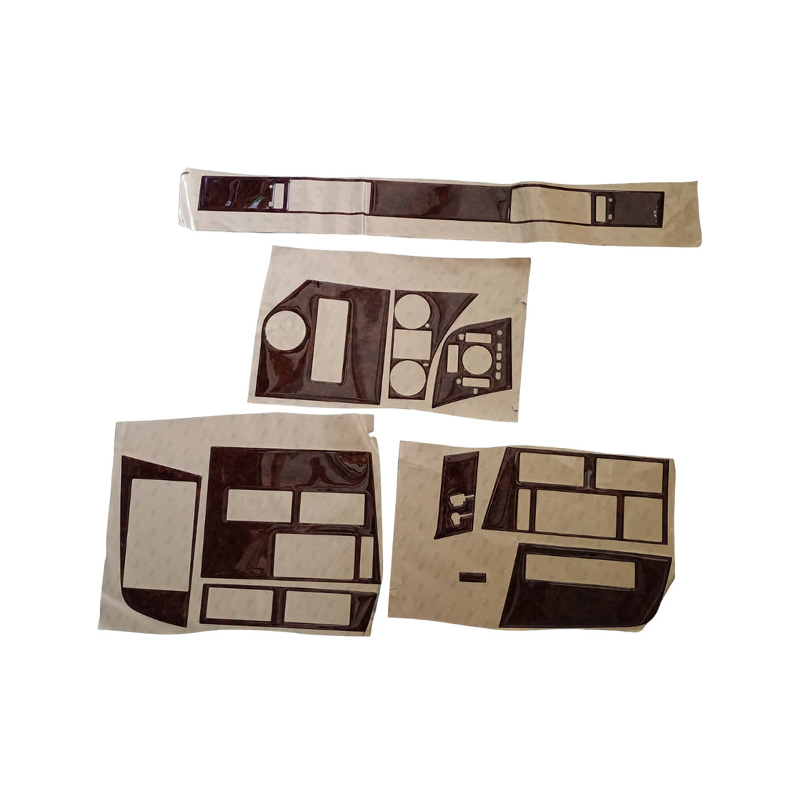 Jeu d’adhésifs de tableau de bord en silicone effet acajou – adapté pour Volvo FH4 2020+, 11 pièces