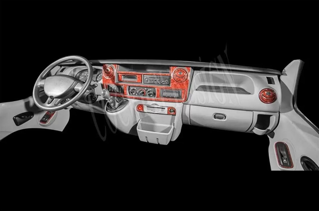 Mahogany Silicone Dashboard Trim Sticker Kit – suitable for Renault Master 2002–2009, 33 Pieces