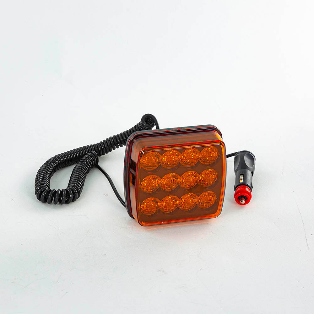 Gyrophare LED de signalisation, 12 LED SMD, 6 modes de clignotement, fixation magnétique, prise allume-cigare