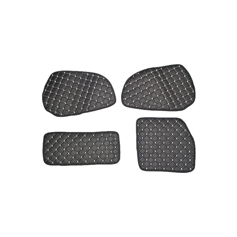 Tapis de panneaux de porte – cuir synthétique (éco-cuir), noir avec surpiqûres blanches, conduite à droite, adapté pour Scania R Series 1998–2010