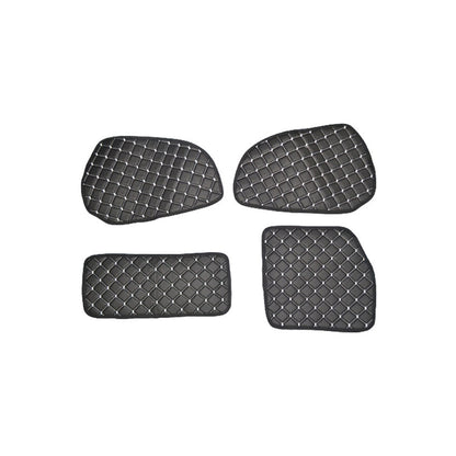 Tapis de panneaux de porte – cuir synthétique (éco-cuir), noir avec surpiqûres blanches, conduite à droite, adapté pour Scania R Series 1998–2010