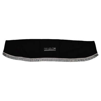 Rideau de pare-brise avant adapté pour camion DAF – Noir avec pompons blancs, pièce unique