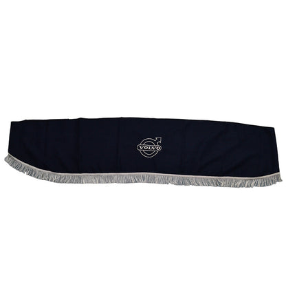 Rideau pare-brise avant adapté pour camion Volvo – Pièce unique, bleu avec franges blanches, logo
