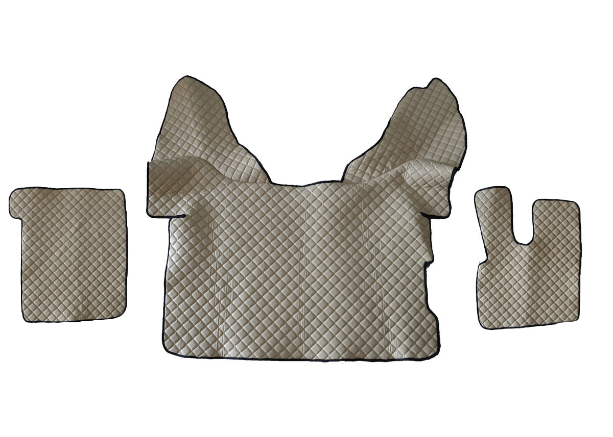 Tapis de sol beige en cuir synthétique (éco-cuir) – adapté pour DAF 106, conduite à droite, 2015+