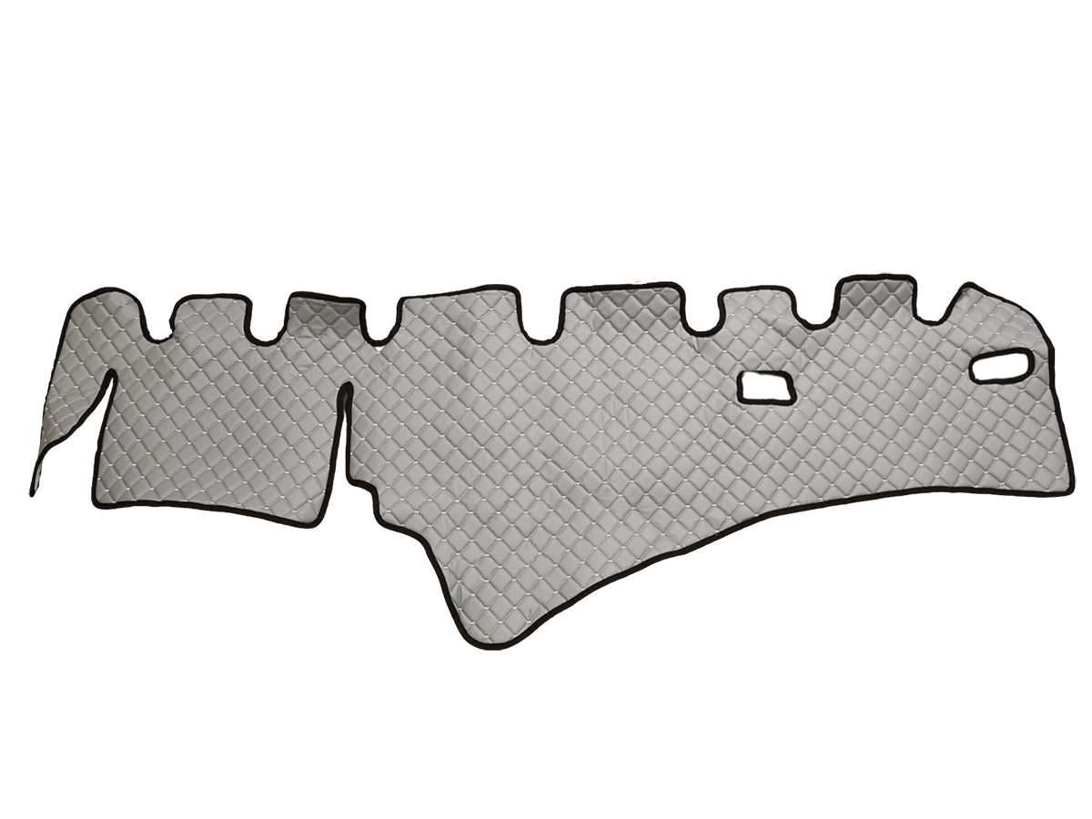 Tapis de tableau de bord droit – cuir synthétique (éco-cuir), gris, adapté pour Scania R 2009–2016, conduite à droite